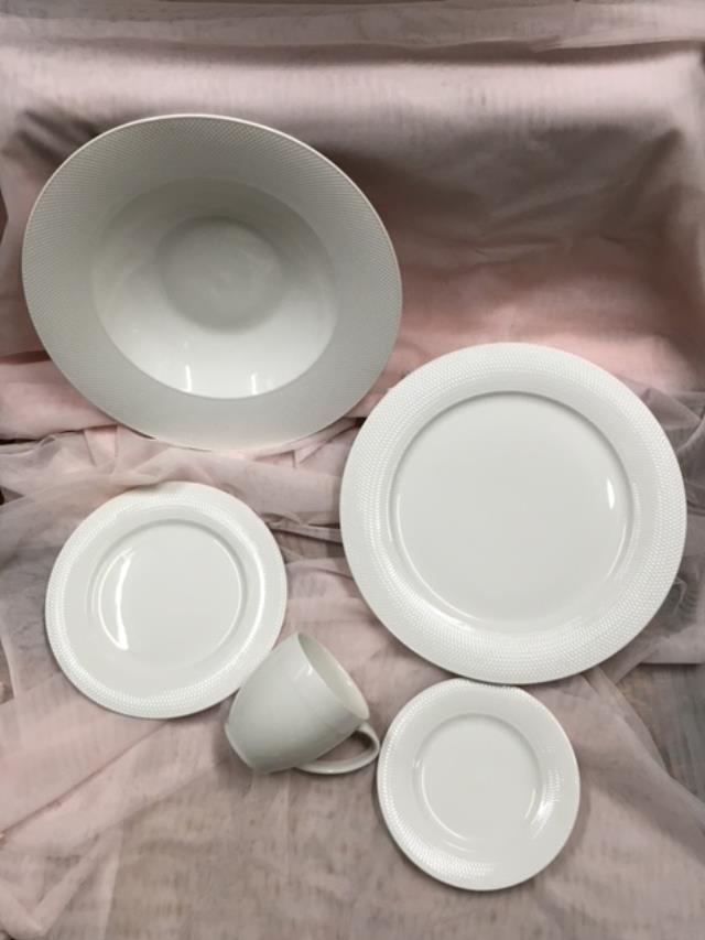 Rental store for DISHES, WHITE LATTICE PATTERN in Canton CT